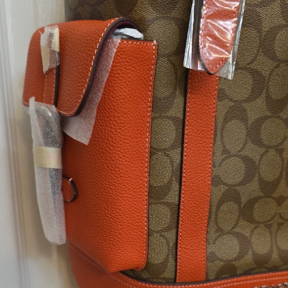 Coach Brown‎ and Orange Backpack with Signature Design - Picture 12 of 16